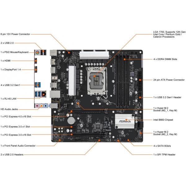 Placa Mae Asrock B660M Phantom Gaming 4 DDR4 LGA 1700