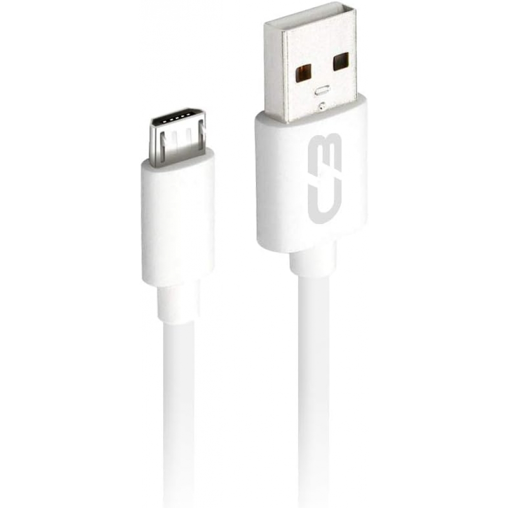 Cabo Celular USB Micro USB 2,0m 2A C3 Tech CB-M20 - Branco