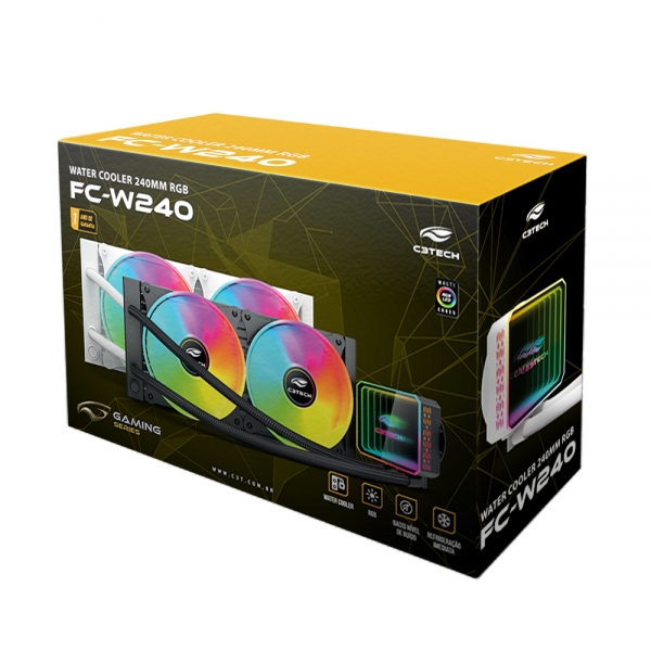 Water Cooler para CPU C3 Tech RGB 240mm FC-WH240 Branco