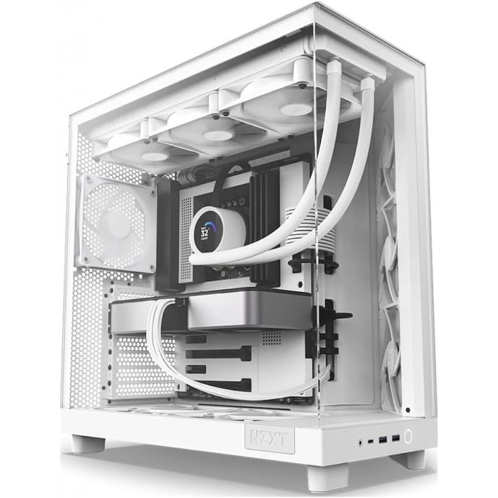 Gabinete Gamer NZXT H6 Flow RGB - Branco sem Fonte