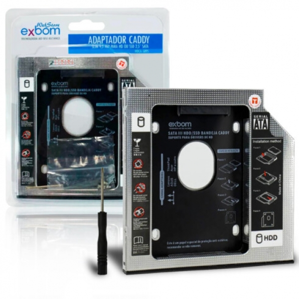 Adaptador Caddy 9,5mm Exbom HDCA-S095 para notebook (HD-DVDRW)