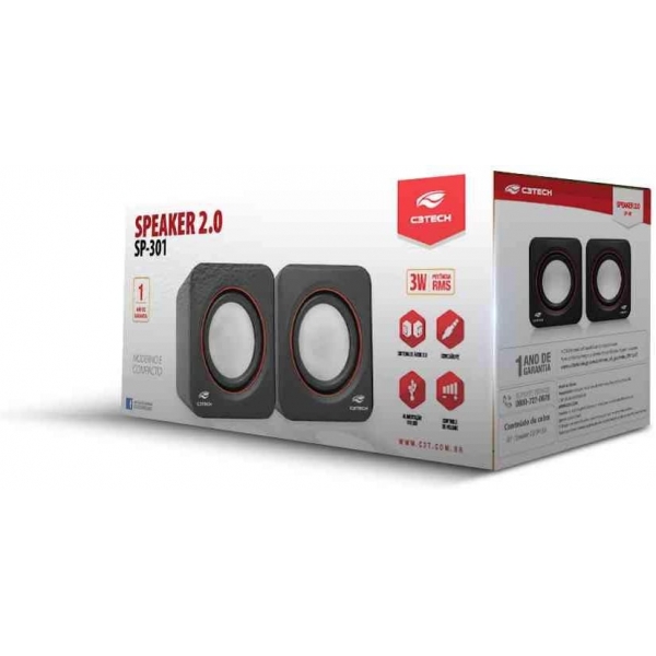 Caixa Som 2.0 C3 Tech SP-301BK