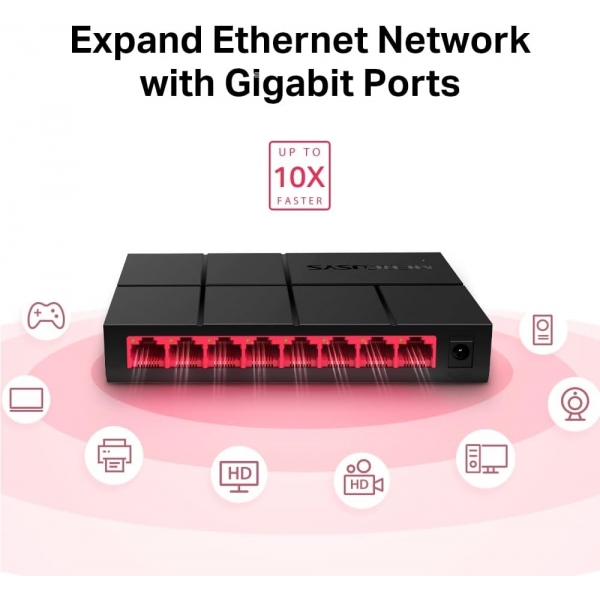 Switch 8P 10/100/1000 Mercusys MS108G (BR)