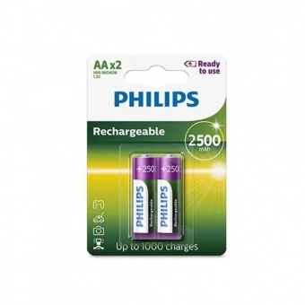 Pilha Recarregavel AA Philips 2500mAh C/2Un