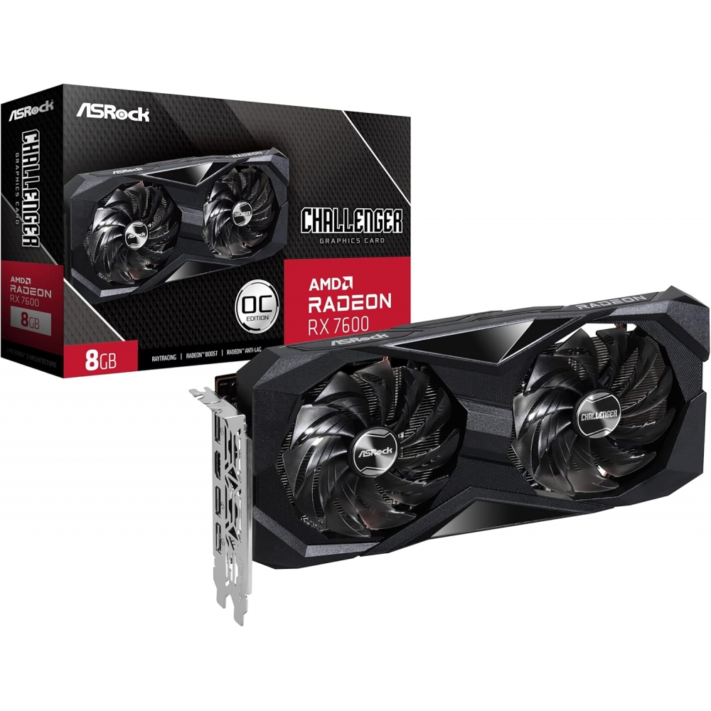 Placa de Vídeo AMD Radeon RX7600 8GB GDDR6 128Bits ASRock Challenger OC Edition