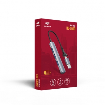 Hub USB C 3.0 4 Portas C3 Tech HU-C500GY