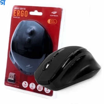 Mouse sem Fio USB Ergo C3 Tech M-W120BK