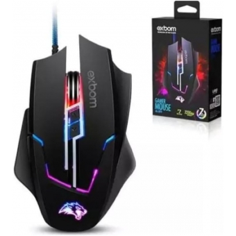 Mouse Gamer USB EXBOM MS-G270 3200 DPI RGB Preto