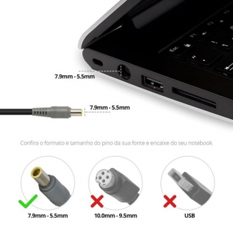 Fonte para notebook Lenovo/IBM 20V 4,5A 90W BB20-IB20-C