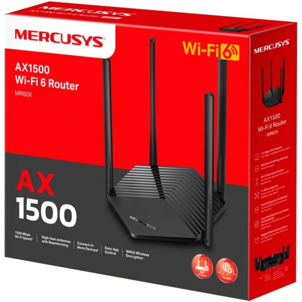 Roteador Wireless Gigabit 1500Mbps Mercusys MR60X Wifi 6