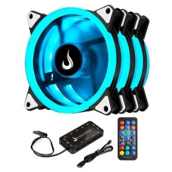 Kit Cooler Fan com 3un 120mm Rise Mode Smart RM-FN-02-RGB 12v