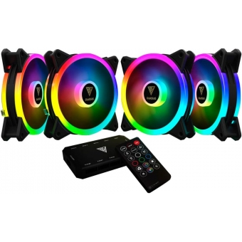 Kit Cooler Fan com 4un 120mm GAMDIAS Aeolus M2-1204R e controle