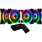 Kit Cooler Fan com 4un 120mm GAMDIAS Aeolus M2-1204R e controle