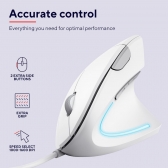 Mouse Ergonomico Vertical Trust com Fio USB T25133 - 1600DPI - Branco