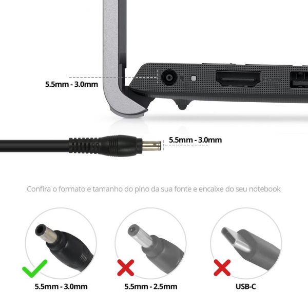 Fonte para notebook Samsung 19V 3,15A 60W BB20-SA19-A