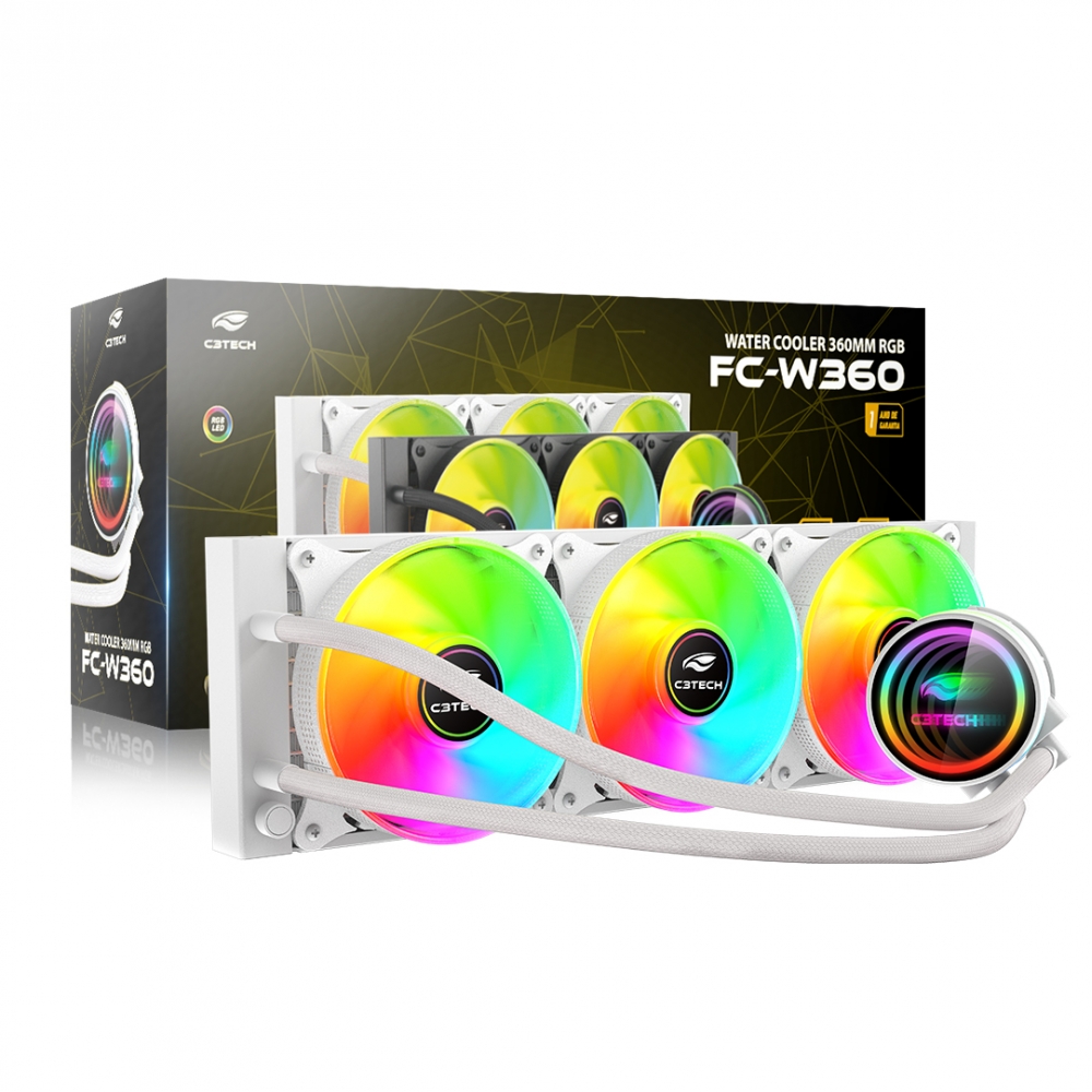 Water Cooler para CPU C3 Tech RGB 360mm FC-W360RGB Branco