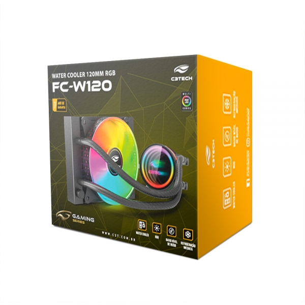Water Cooler para CPU C3 Tech RGB 120mm FC-W120 Preto
