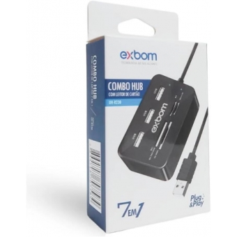 Leitor Cartao de Memoria e Hub usb Exbom UH-R230