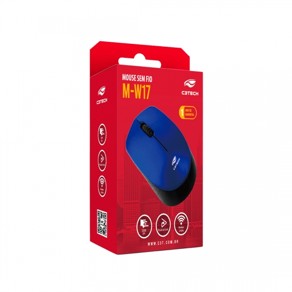 Mouse sem fio USB C3 Tech M-W17 - Azul