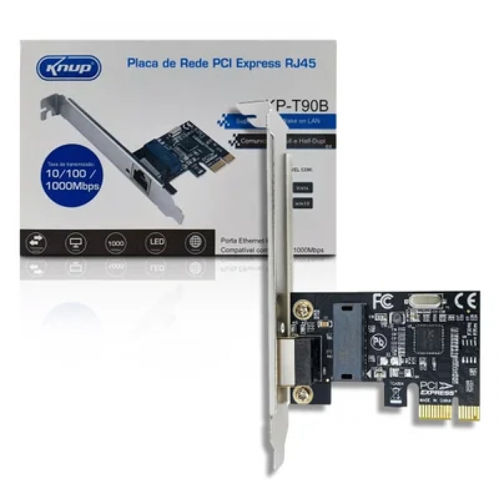 Placa de Rede PCI-E 10/100/1000 Wake on Lan Knup KP-T90B