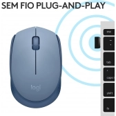 Mouse sem Fio USB Logitech M170 - Azul Gray