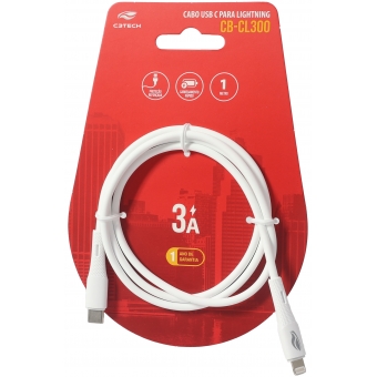 Cabo Celular USB C Lightning  1,0m C3 Tech CB-CL300WH