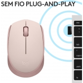 Mouse sem Fio USB Logitech M170 - Rosa
