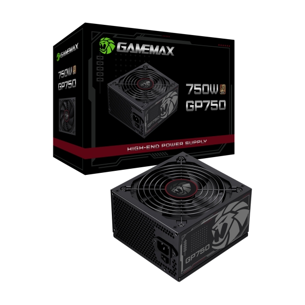 Fonte de alimentação ATX 750W 80 Plus Bronze Gamemax GP750 PFC Ativo com Cabo