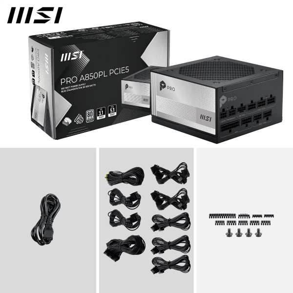 Fonte de alimentação 850W 80 Plus Platinum MSI Pro A850PL Modular