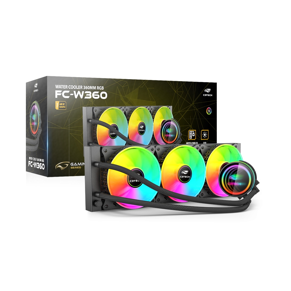 Water Cooler para CPU C3 Tech RGB 360mm FC-W360 RGB Preto