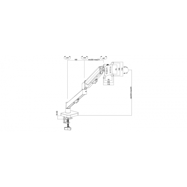 Suporte Articulado para Monitor com Pistao a Gas  Zinnia Nimbo 110 - ZNO-ZNNBO110-BK01