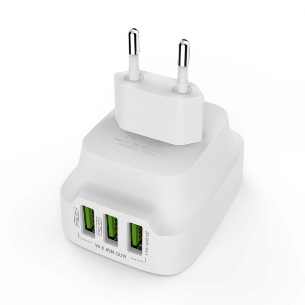 Carregador Tomada USB 3,4A Celular C3 Tech UC-340WH