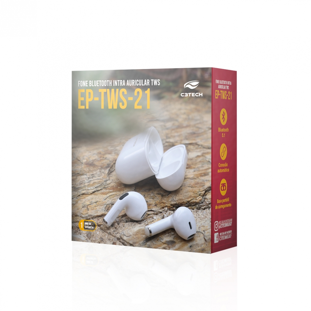 Fone Bluetooth 5.1 C3 Tech EP-TWS-21BK