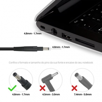 Fonte para notebook HP 19,5V 3,33A 65W BB20-HP19-3 (Ultrabook Longo)