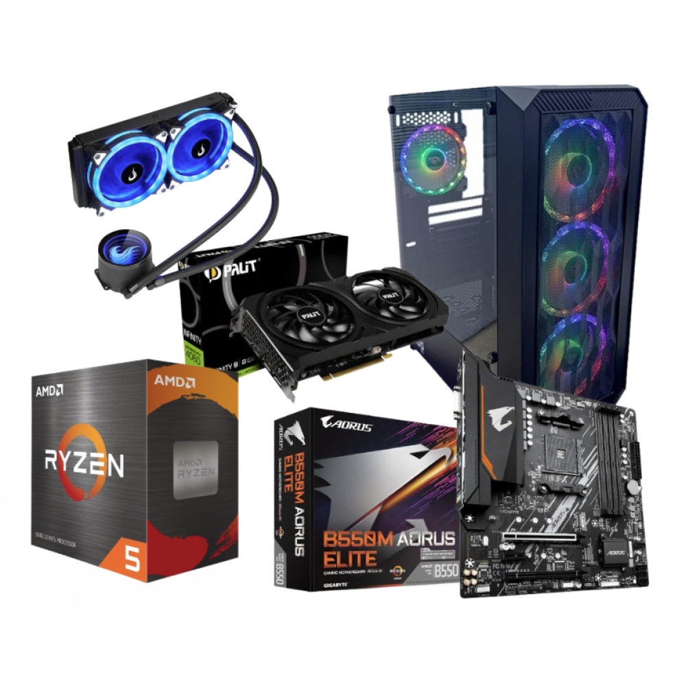 PC Charm Gamer AMD Ryzen 5 5600 16GB DDR4 1TB NVME  RTX4060 8GB GDDR6 WATER COOLER 240MM