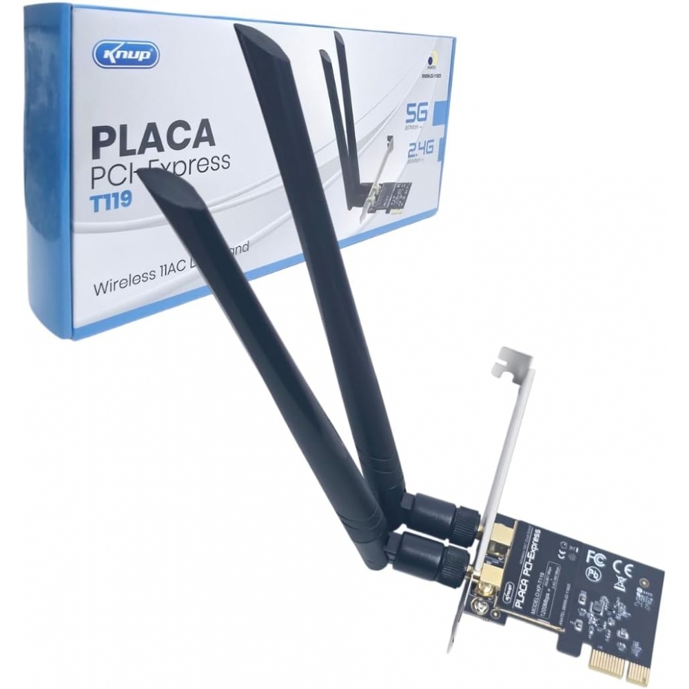 Placa de Rede Wifi PCI Express Knup T119 Dual Band
