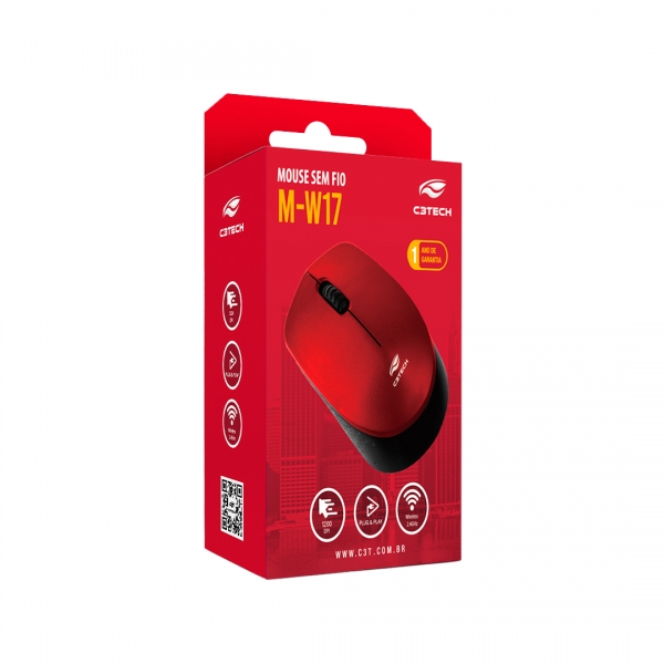 Mouse sem fio USB C3 Tech M-W17 - Vermelho