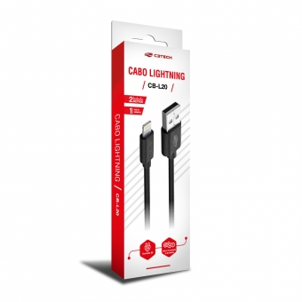 Cabo Celular USB Lightning 2,0m C3 Tech CB-L20