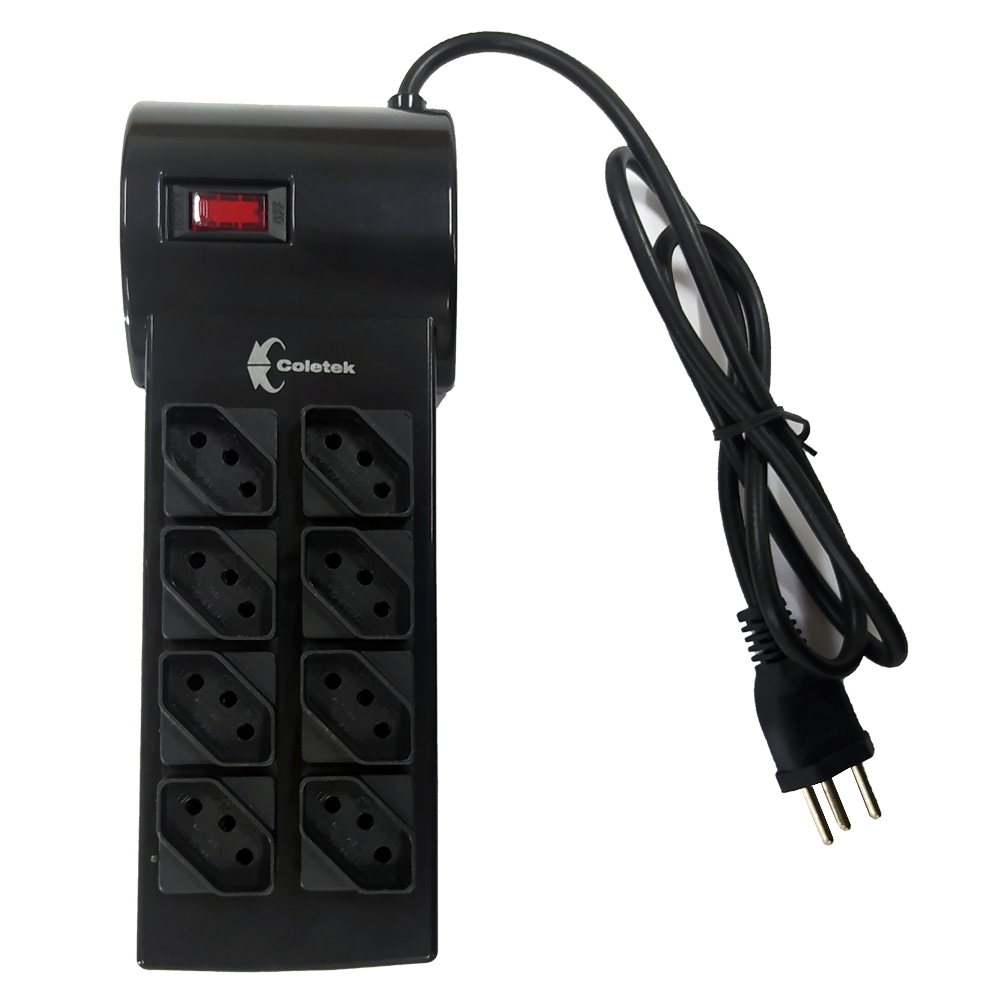 Filtro de Linha com 8 Tomadas Coletek FL-82BK