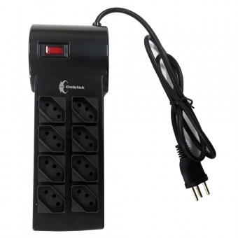 Filtro de Linha com 8 Tomadas Coletek FL-82BK