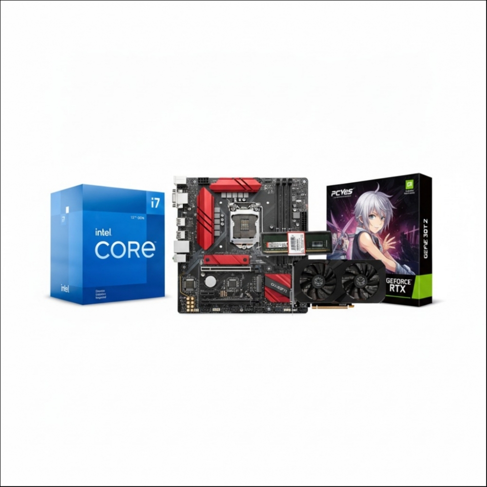 Kit Upgrade Gamer - Processador Intel Core i7 12700F + Placa Gigabyte B760M GAMING AC + Memoria DDR4 16GB + RTX3050 6GB