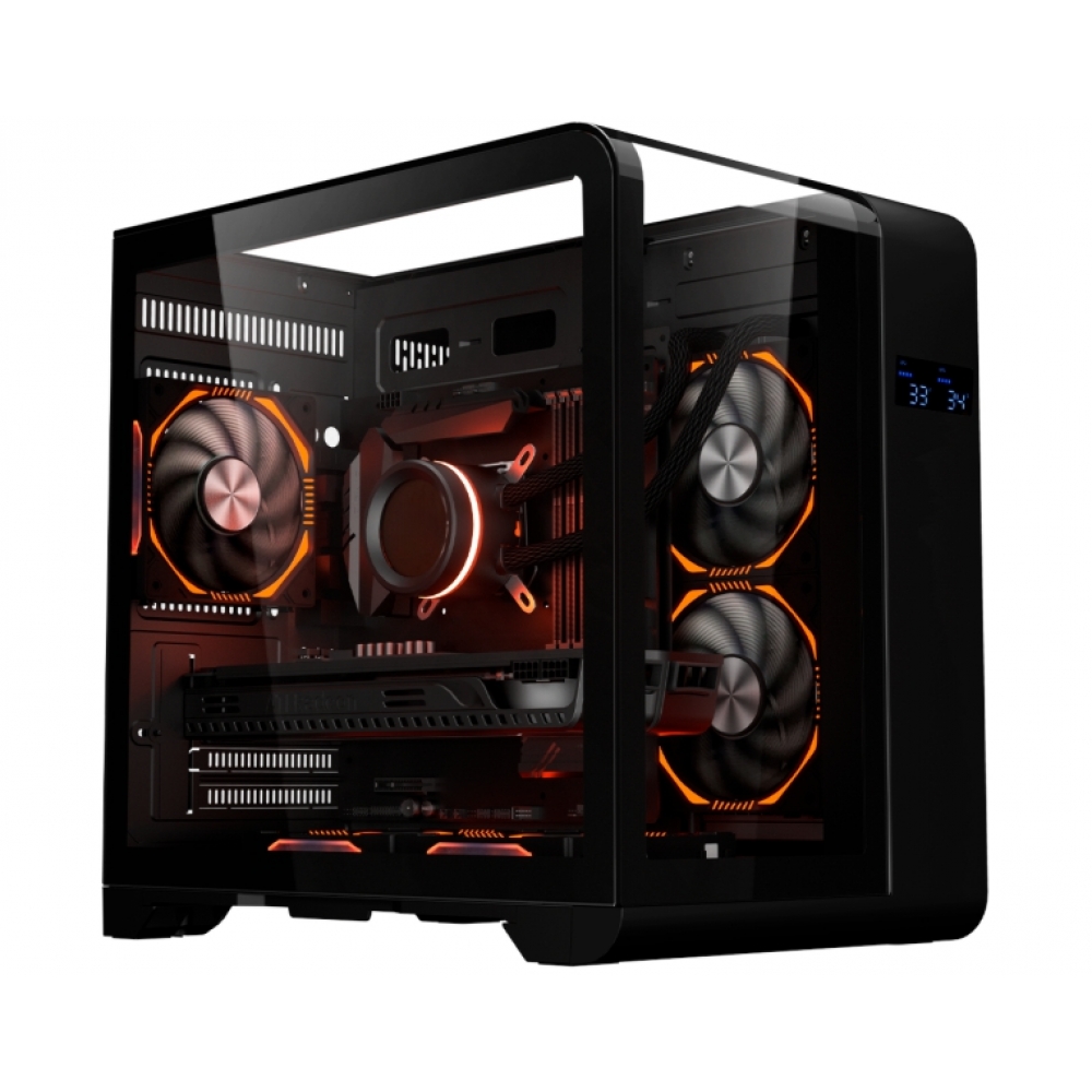 Gabinete Gamer ATX Kmex CG48KI AQUARIO CYBERPUNK PRETO DISPLAY DIGITAL