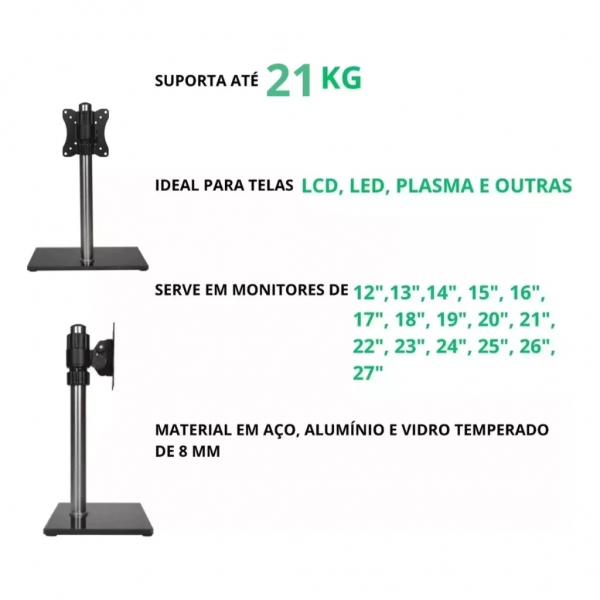 Suporte para Monitor de mesa 12 Ate 27 pol Giant Innovation Gt Preto