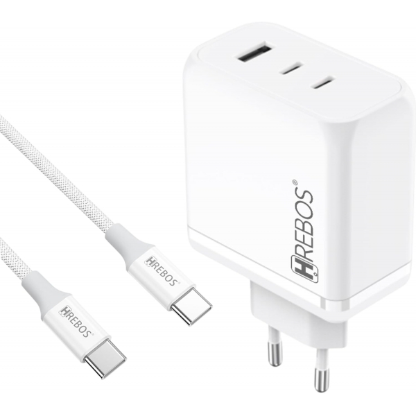 Carregador Celular Tipo C 65W  HRebos CRG-504i Branco