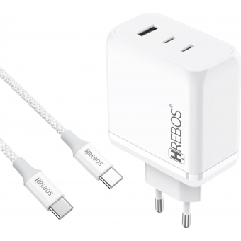 Carregador Celular Tipo C 65W  HRebos CRG-504i Branco