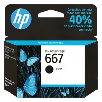 Cartucho HP 667 preto 2ml 3YM79Ab Original
