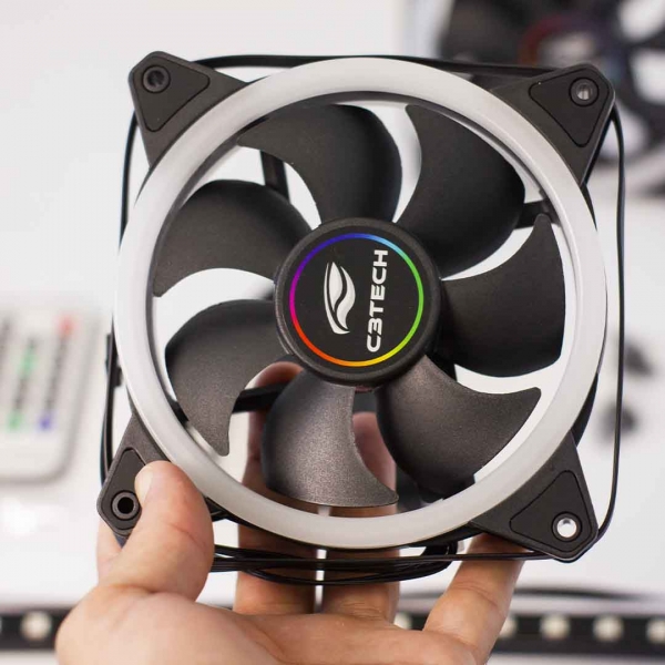 Kit Cooler Fan com 2un 120mm C3 Tech LED F7-L600RGB e controle