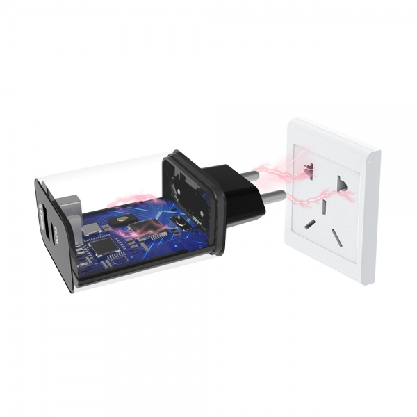 Carregador Tomada USB C / USB  Celular HRebos CRG-154C1 com Cabo Lightning