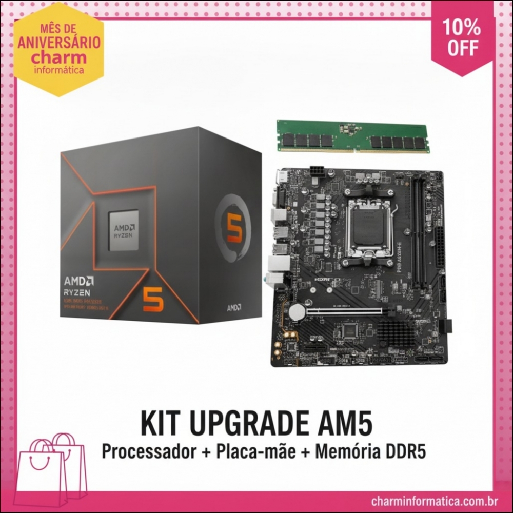 Kit Upgrade - Processador AMD Ryzen 5 8500G + Placa MSI A620M-E PRO + Memoria DDR5 16GB 4800Mhz