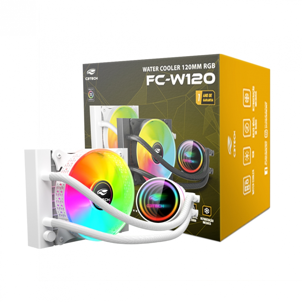 Water Cooler para CPU C3 Tech RGB 120mm FC-W120 Branco
